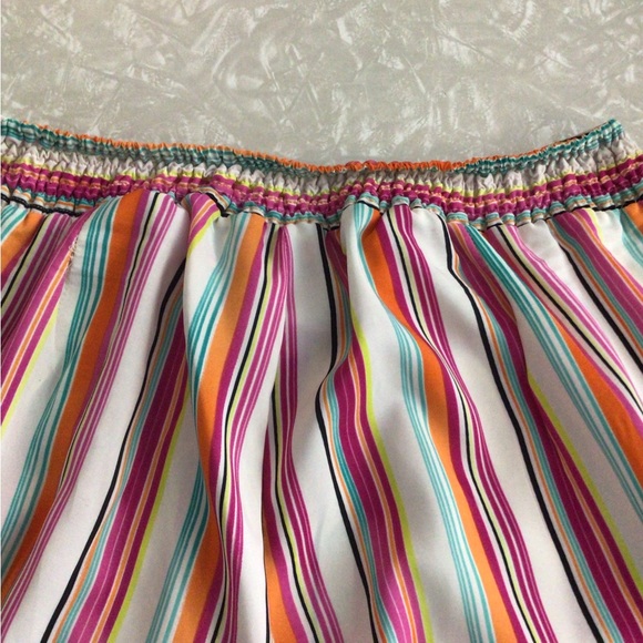 Hot swag women’s multi color elastic back pleated wide leg striped pants size 1X - Picture 5 of 11